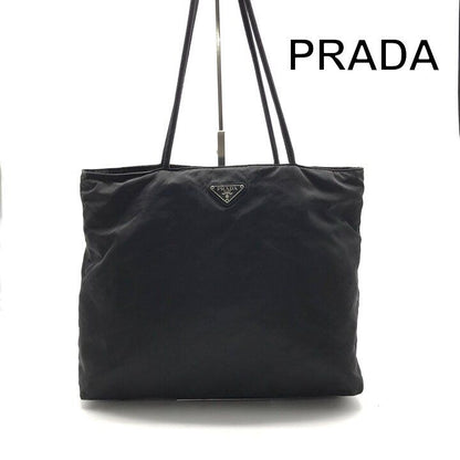 Prada Nylon Tessuto Tote Shoulder Bag Black