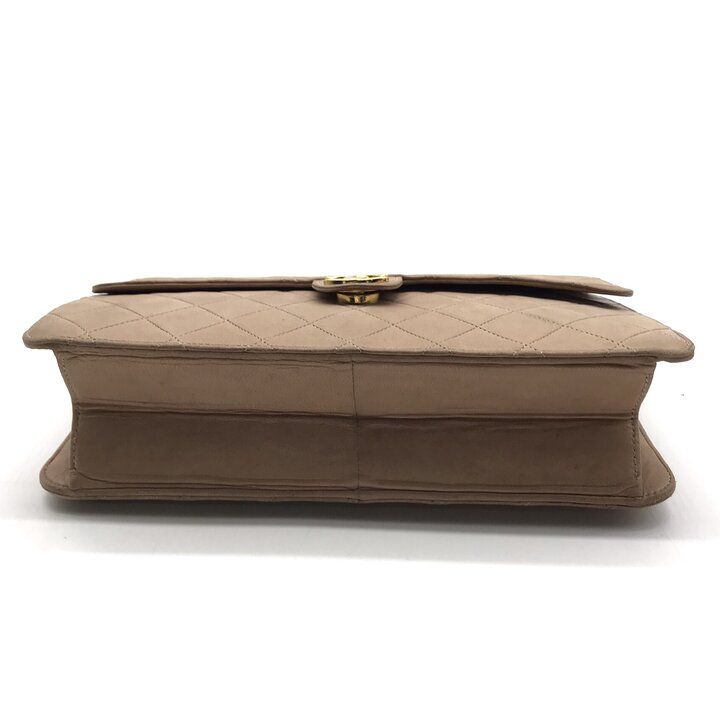 Chanel Quilted CC Logo Push Lock Chain Shoulder Bag Beige — view 3