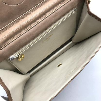 Chanel Quilted CC Logo Push Lock Chain Shoulder Bag Beige — view 8