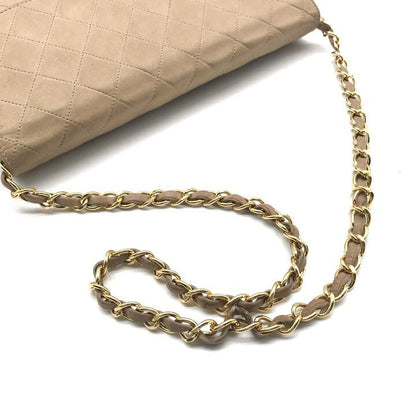 Chanel Quilted CC Logo Push Lock Chain Shoulder Bag Beige — view 6