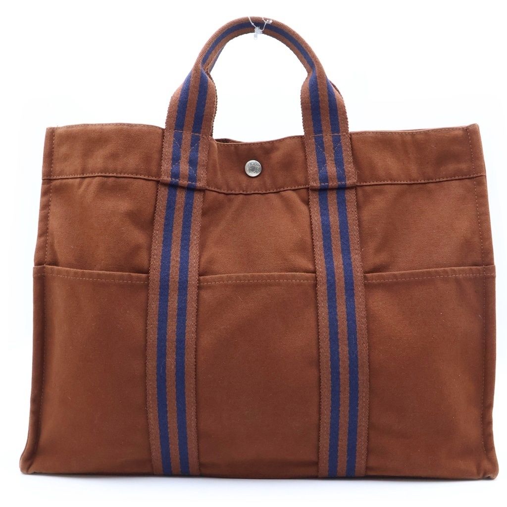 Hermes Fourre Tout MM Canvas Tote Bag Brown — view 2