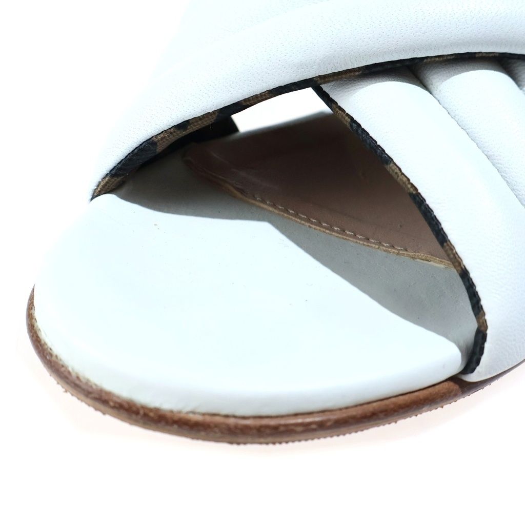 Fendi Puffy Cross Strap Leather Sandals Shoes White — view 6