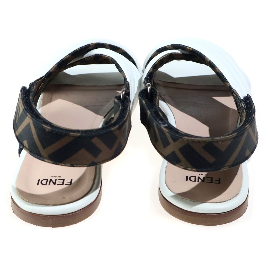 Fendi Puffy Cross Strap Leather Sandals Shoes White — view 3