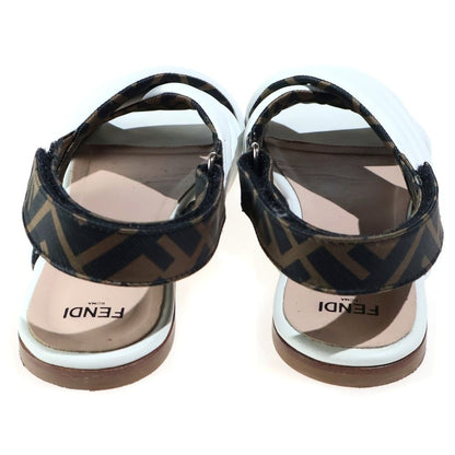 Fendi Puffy Cross Strap Leather Sandals Shoes White — view 3