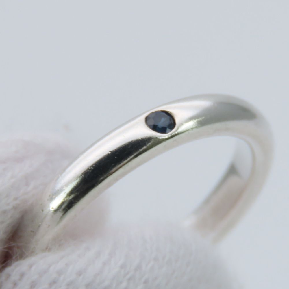 Tiffany & Co Ring Stacking Band 925 Sterling Silver Sapphire Blue Elsa Peretti — view 7