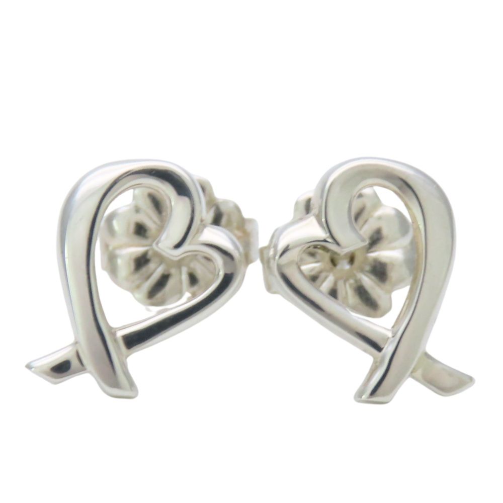 Tiffany & Co Earrings Loving Heart Silver White Gold Post