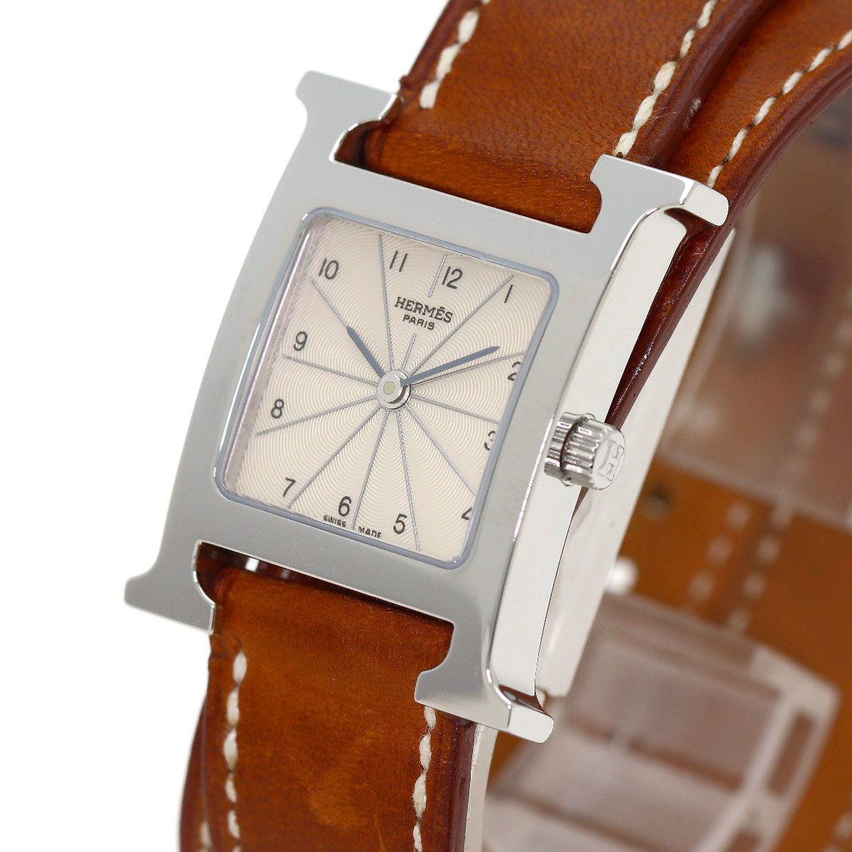 Hermes H Watch Double Tour SS Leather — view 3