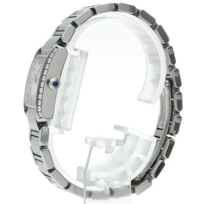 Cartier Tank Francaise SM Watch Diamond Bezel 4 SS Silver — view 3
