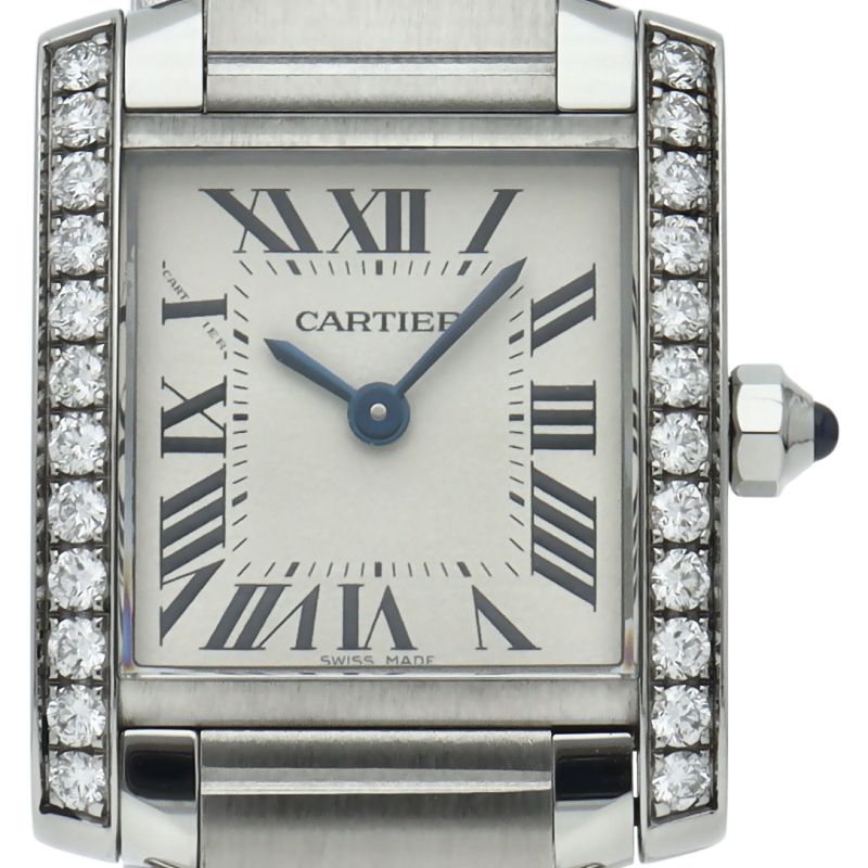 Cartier Tank Francaise SM Watch Diamond Bezel 4 SS Silver