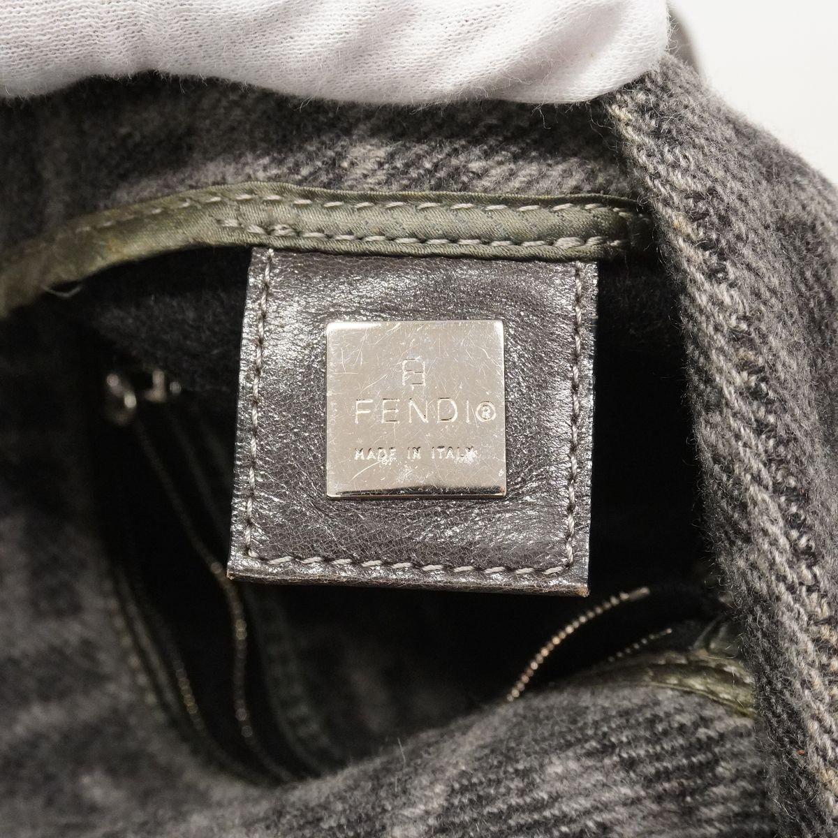 Fendi Shoulder Bag Zucca Mamma Bucket Knit Gray Silver — view 5