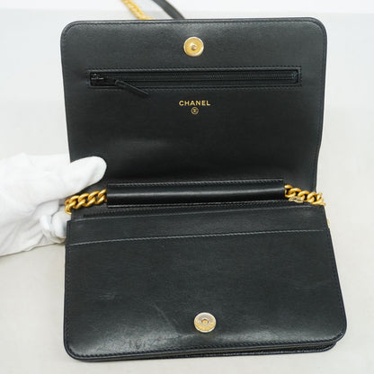 Chanel Wallet on Chain Boy Caviar Leather Black Gold Shoulder Bag — view 3