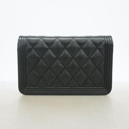 Chanel Wallet on Chain Boy Caviar Leather Black Gold Shoulder Bag — view 7