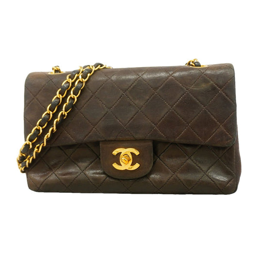 Chanel Shoulder Bag Quilted Lambskin Black Gold