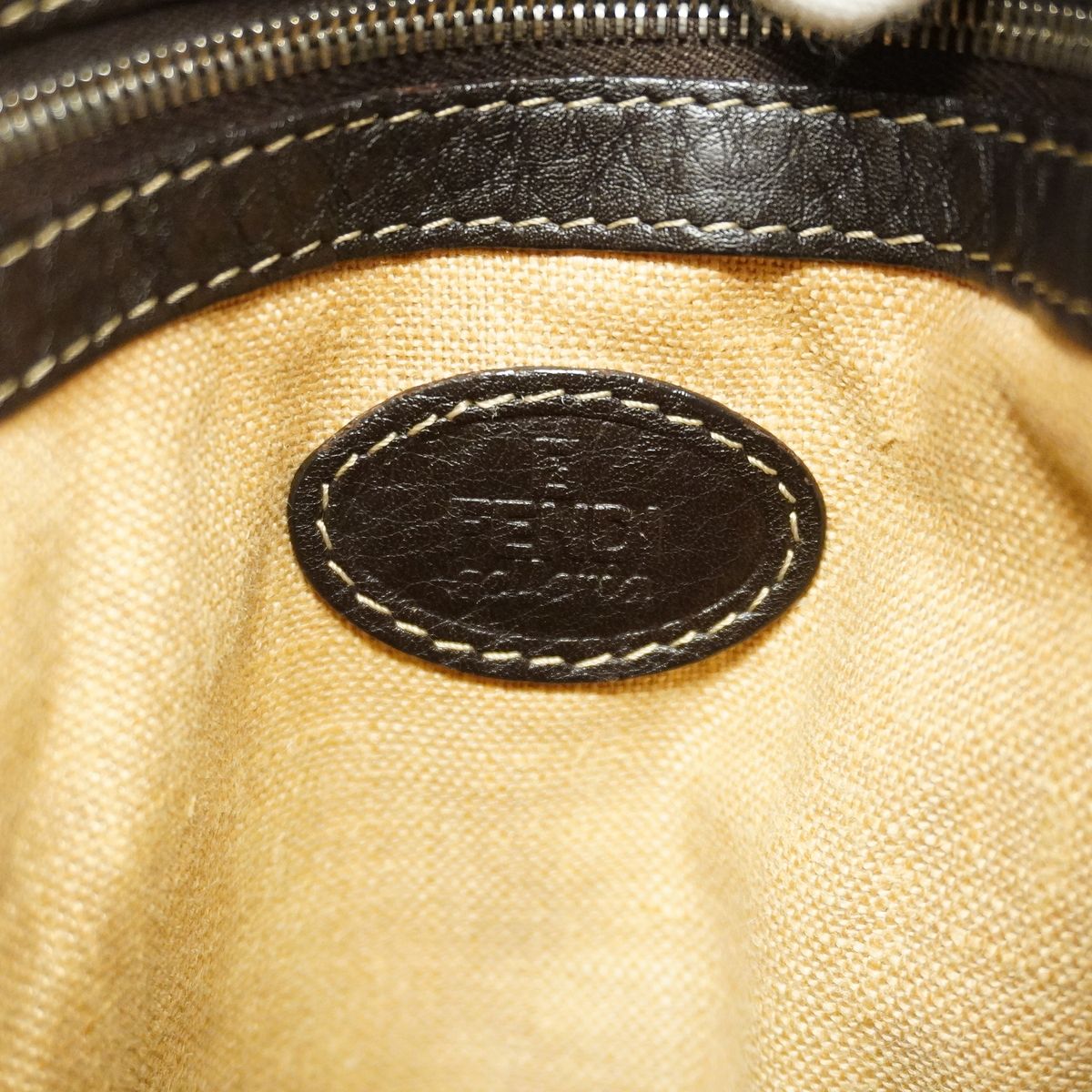 Fendi Shoulder Bag Selleria Leather Dark Brown Silver — view 5
