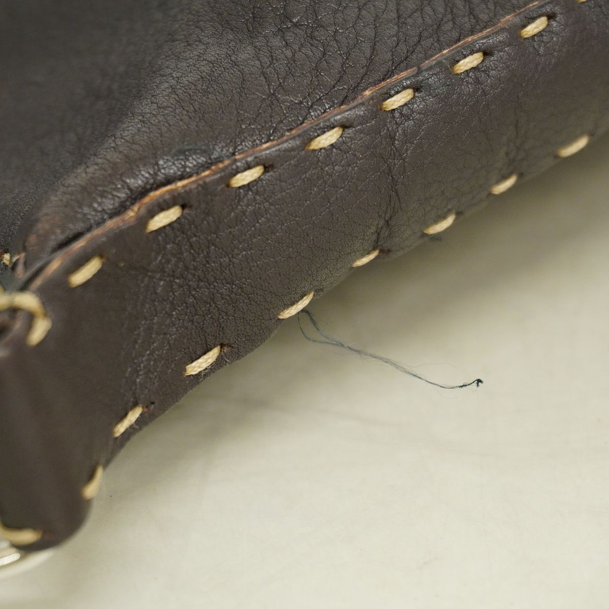 Fendi Shoulder Bag Selleria Leather Dark Brown Silver — view 7