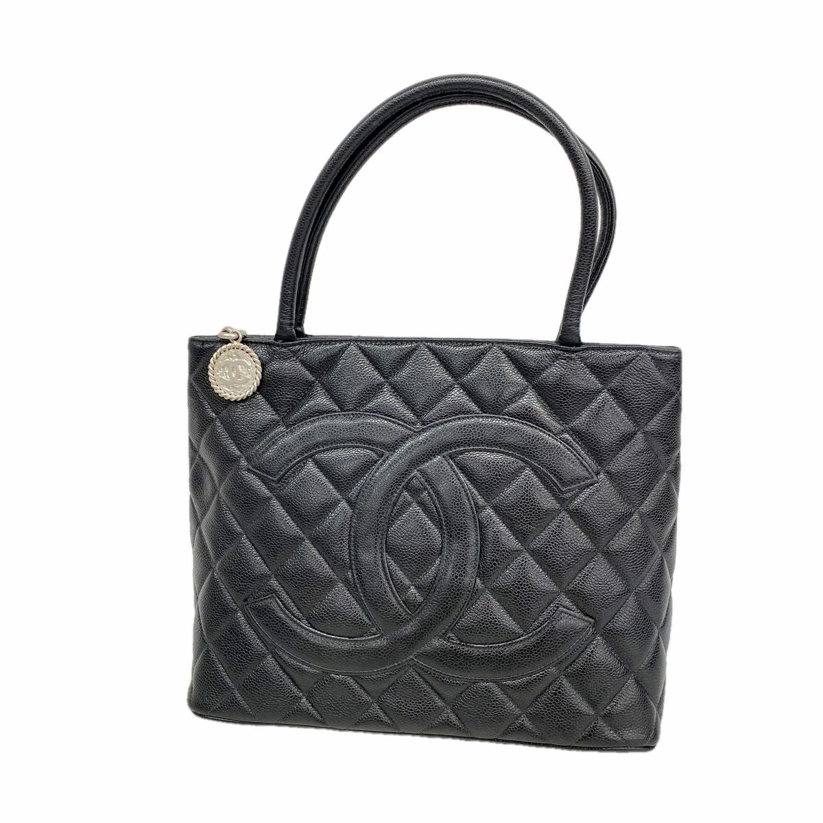 Chanel Tote Bag Reissue Caviar Leather Black Silver