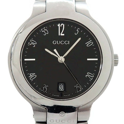 Gucci Watch Round Date Black Dial SS Quartz Analog
