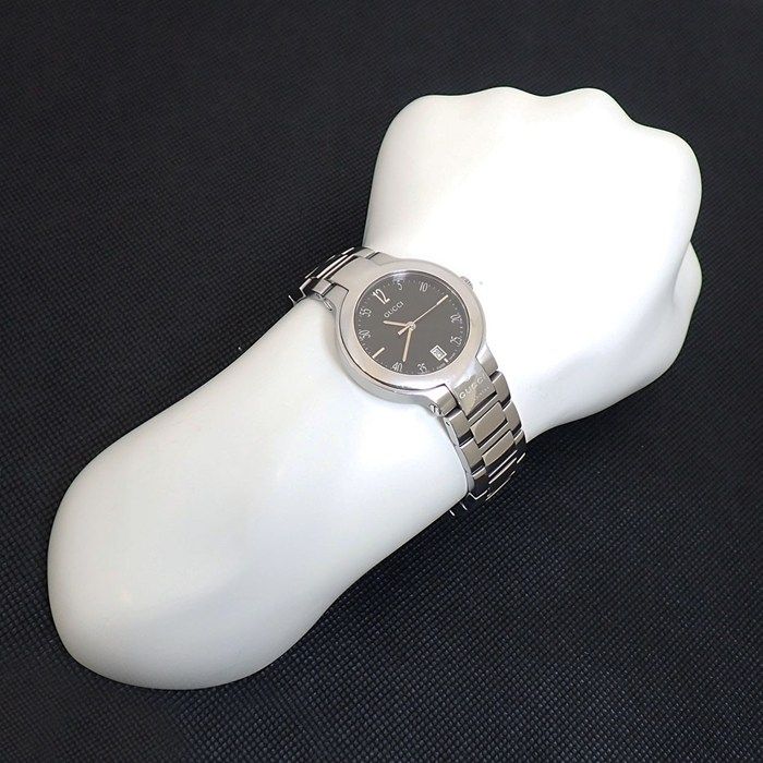 Gucci Watch Round Date Black Dial SS Quartz Analog — view 6
