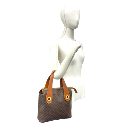 Celine Vintage Macadam Blason Pattern Circle Logo Leather Handbag Mini Tote — view 2