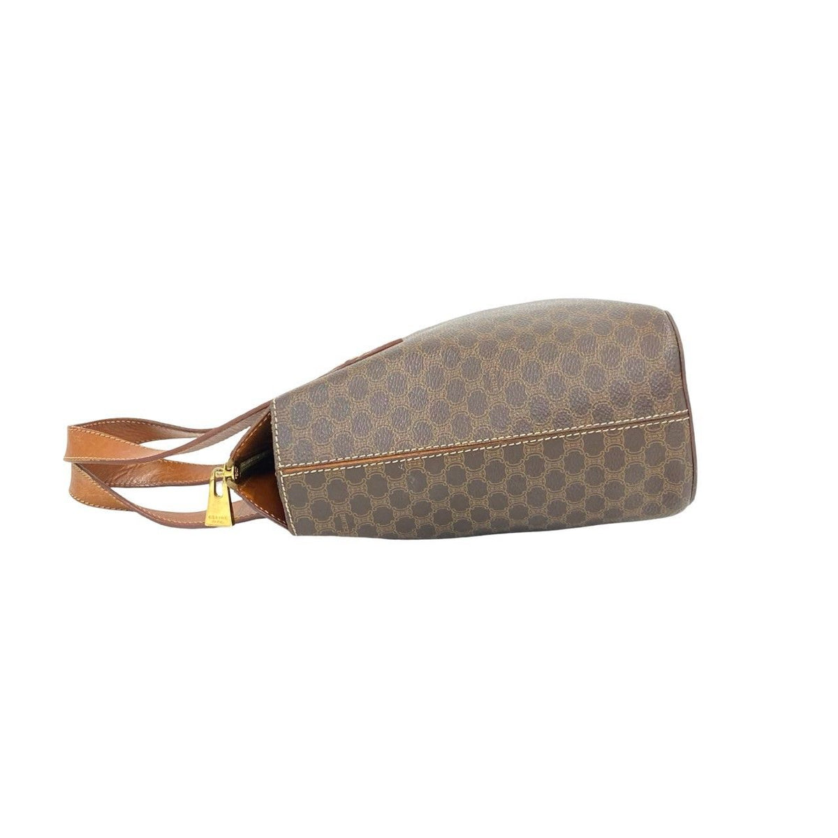 Celine Vintage Macadam Blason Pattern Circle Logo Leather Handbag Mini Tote — view 5