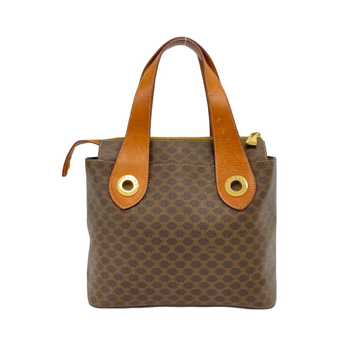Celine Vintage Macadam Blason Pattern Circle Logo Leather Handbag Mini Tote — view 3