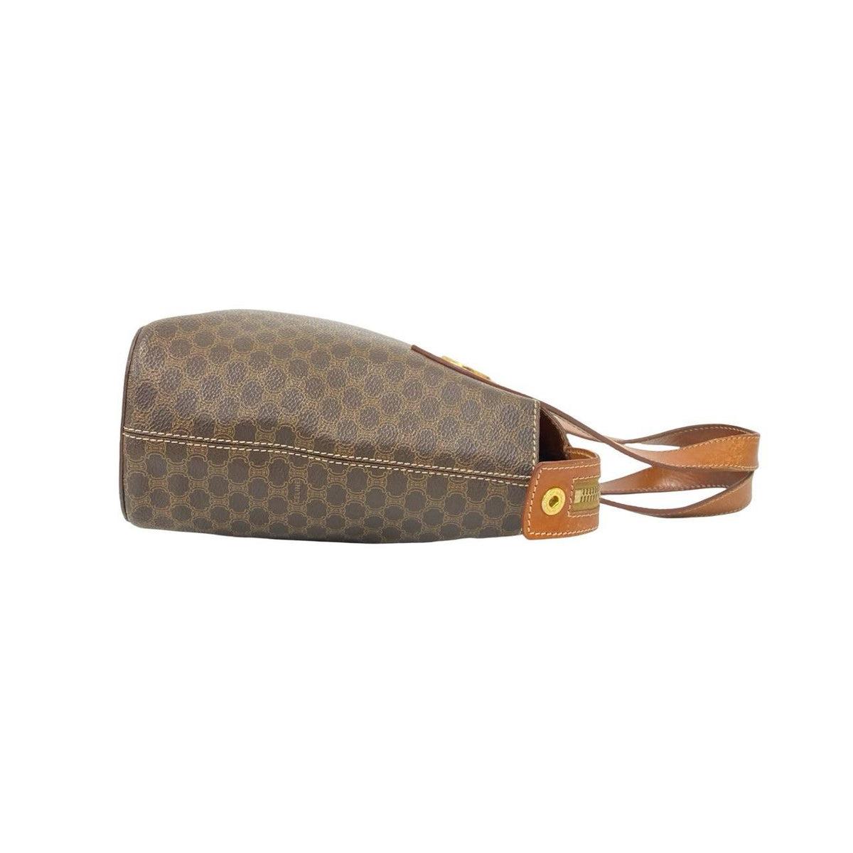 Celine Vintage Macadam Blason Pattern Circle Logo Leather Handbag Mini Tote — view 6