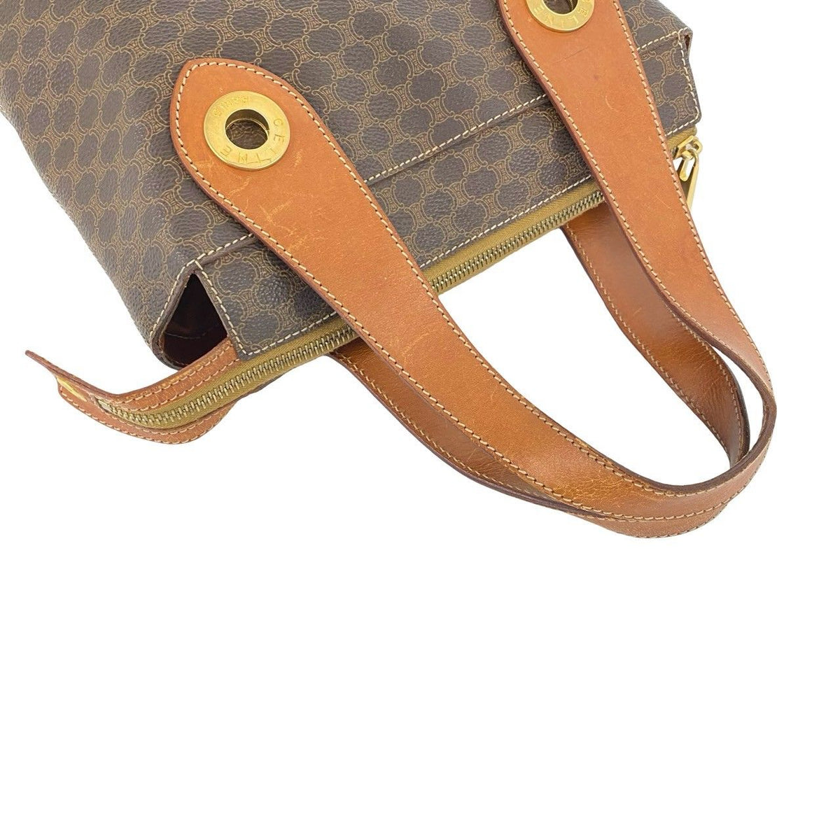 Celine Vintage Macadam Blason Pattern Circle Logo Leather Handbag Mini Tote — view 4