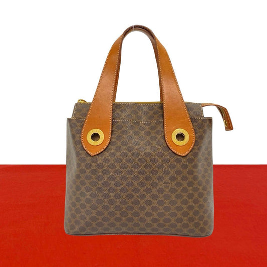 Celine Vintage Macadam Blason Pattern Circle Logo Leather Handbag Mini Tote