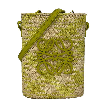 Loewe Shoulder Bag Beige Light Green Drawstring Leather