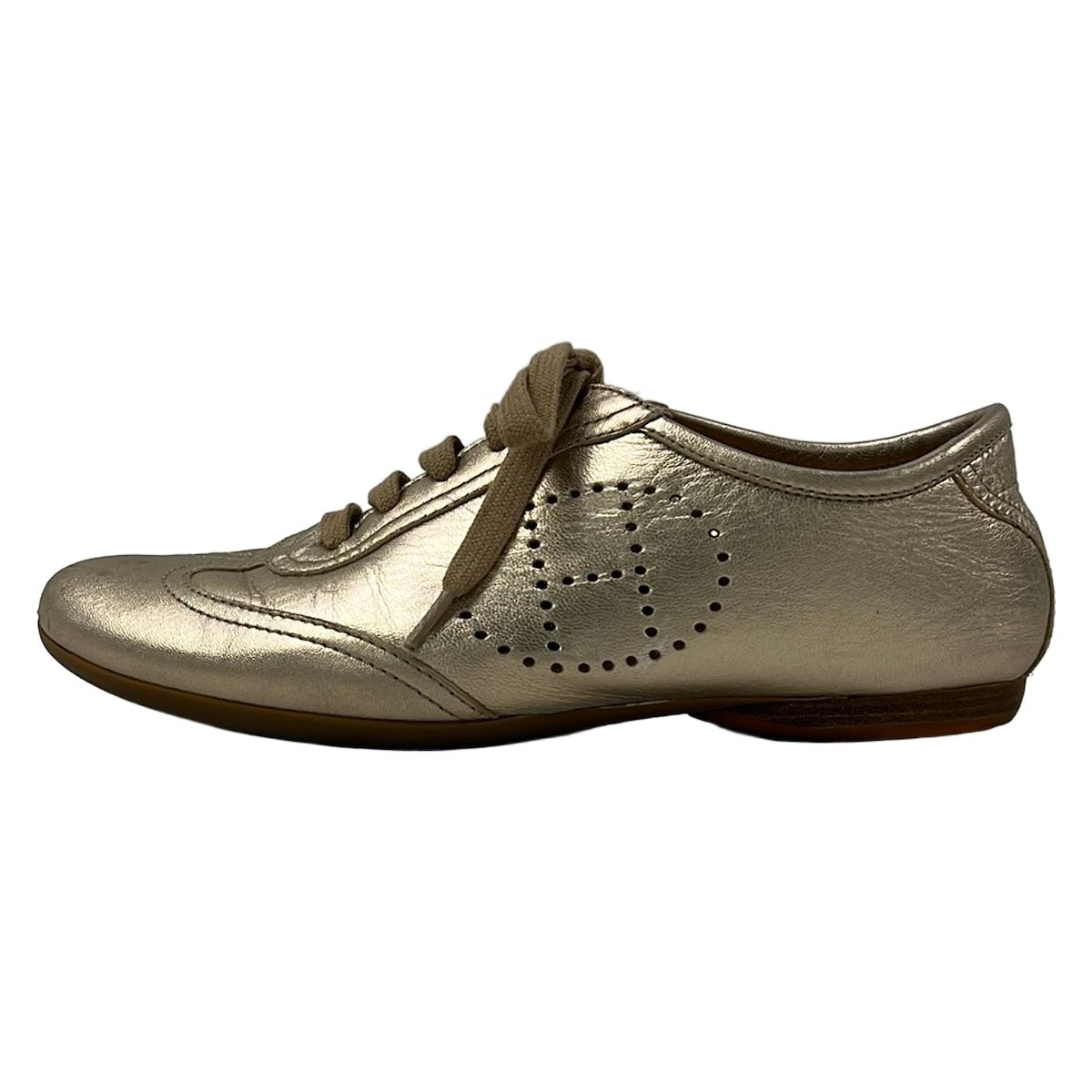 Hermes Shoes Evelyne Gold Leather