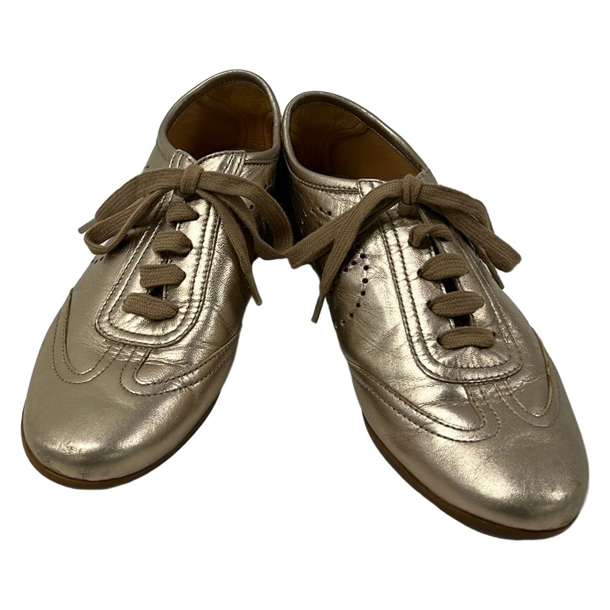 Hermes Shoes Evelyne Gold Leather — view 2