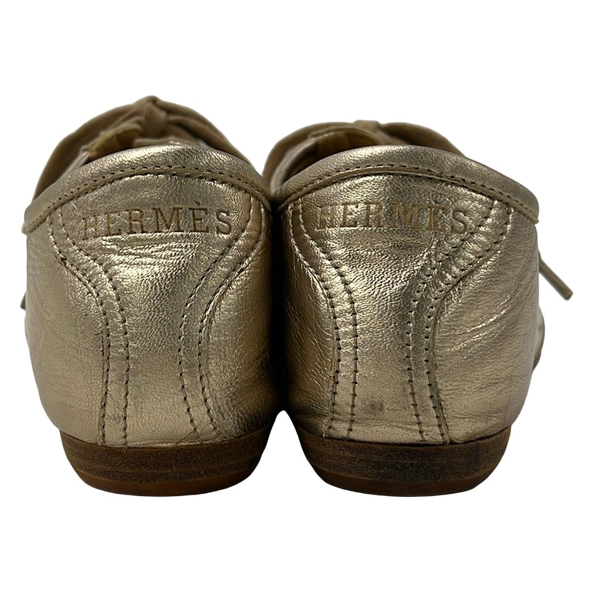 Hermes Shoes Evelyne Gold Leather — view 3