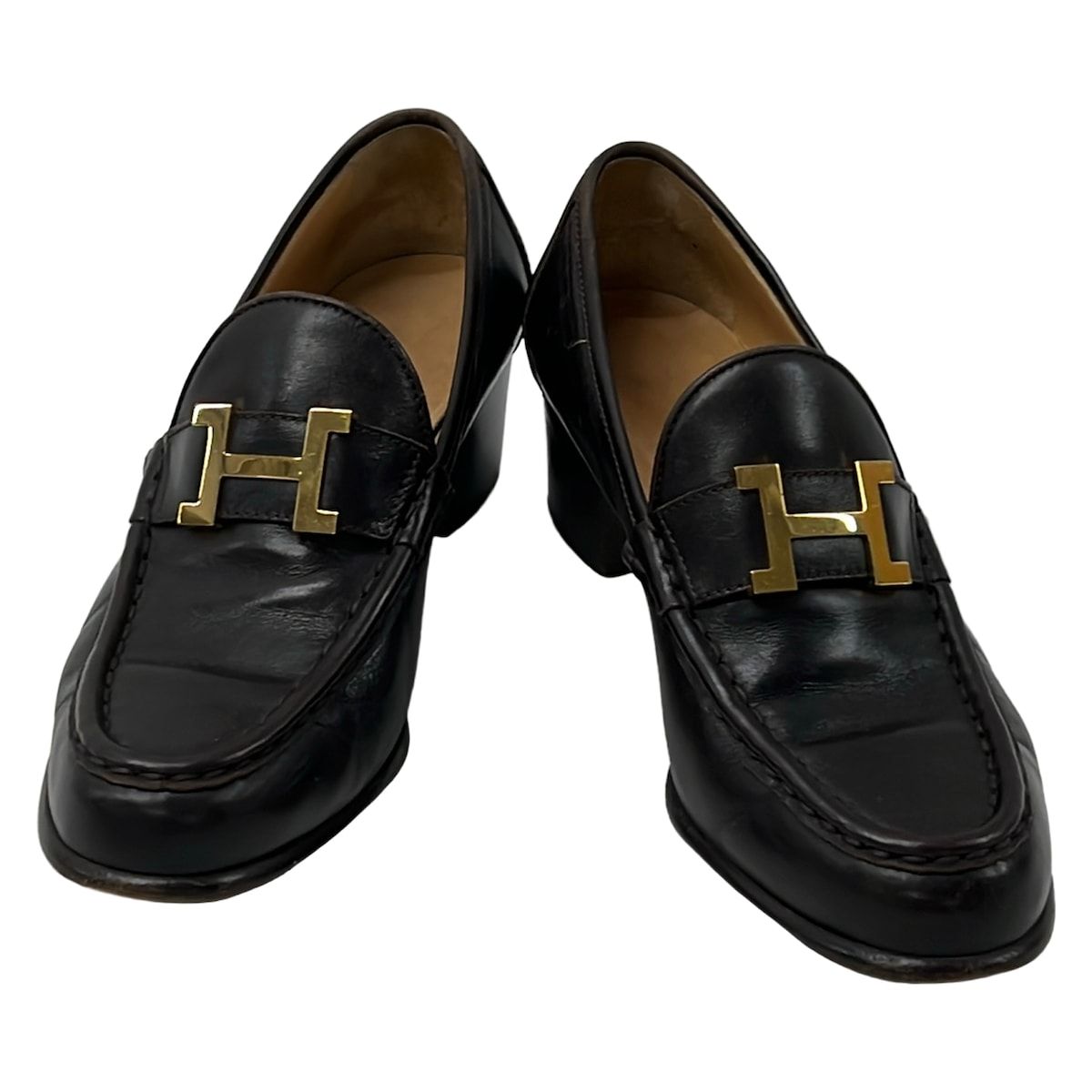 Hermes Pumps Dark Brown Leather Heels — view 2