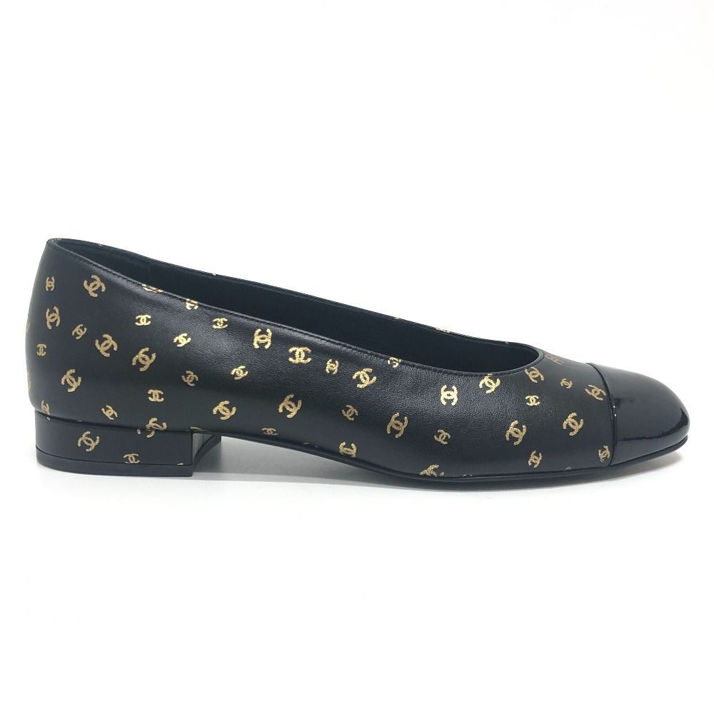 Chanel Pumps CC Logo All Over Print Ballerina Black Flats — view 6