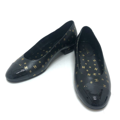 Chanel Pumps CC Logo All Over Print Ballerina Black Flats