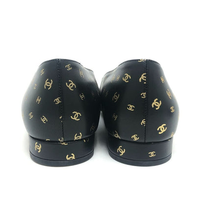 Chanel Pumps CC Logo All Over Print Ballerina Black Flats — view 3