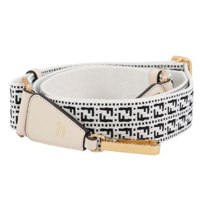 Fendi Shoulder Strap Zucca FF Logo You Canvas White Black