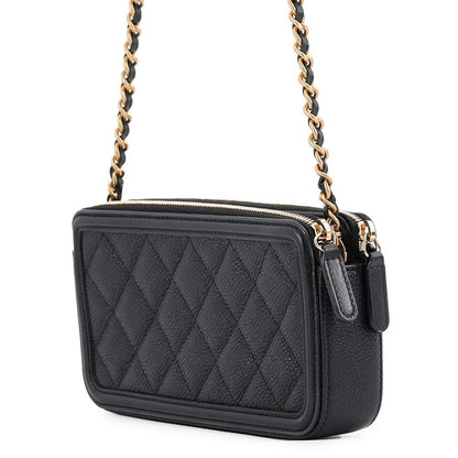 Chanel Chain Wallet CC Filigree Caviar Leather Black Shoulder Bag — view 2