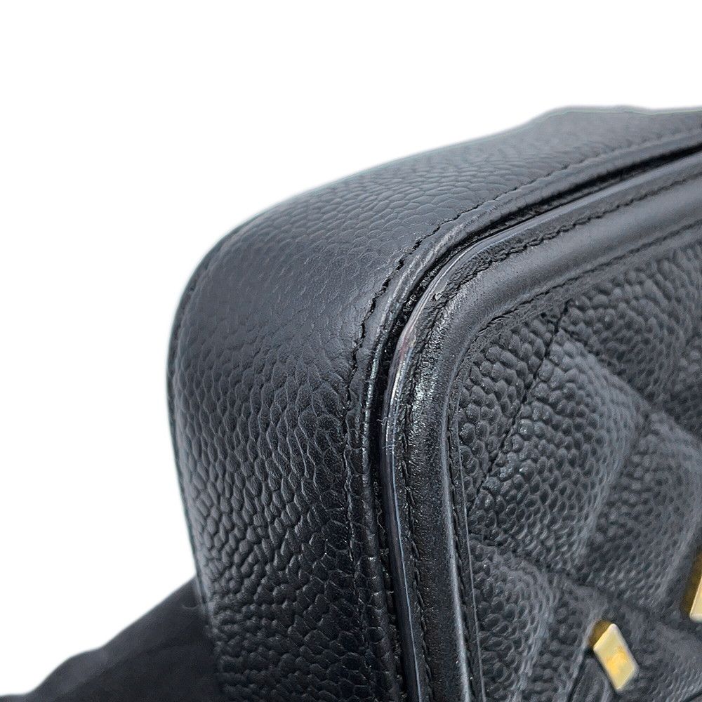 Chanel Chain Wallet CC Filigree Caviar Leather Black Shoulder Bag — view 7