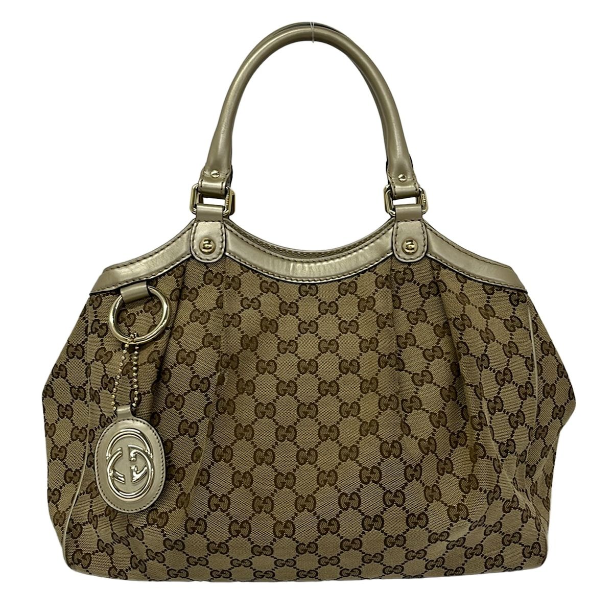 Gucci Tote Bag Sukey Light Brown Dark Gold Leather
