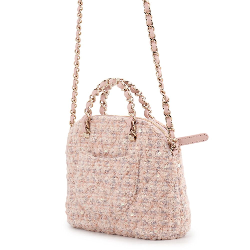 Chanel Chain Shoulder Bag Quilted CC Logo Tweed 2-Way — view 2