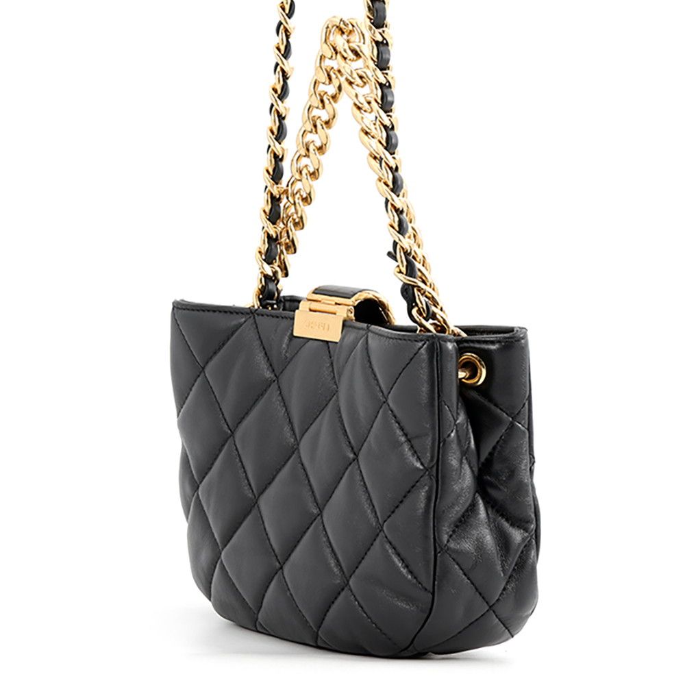 Chanel Chain Shoulder Bag Quilted CC Logo Lambskin 2-Way Black — view 2