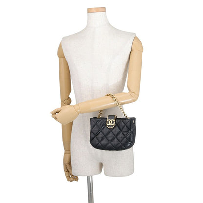 Chanel Chain Shoulder Bag Quilted CC Logo Lambskin 2-Way Black — view 4