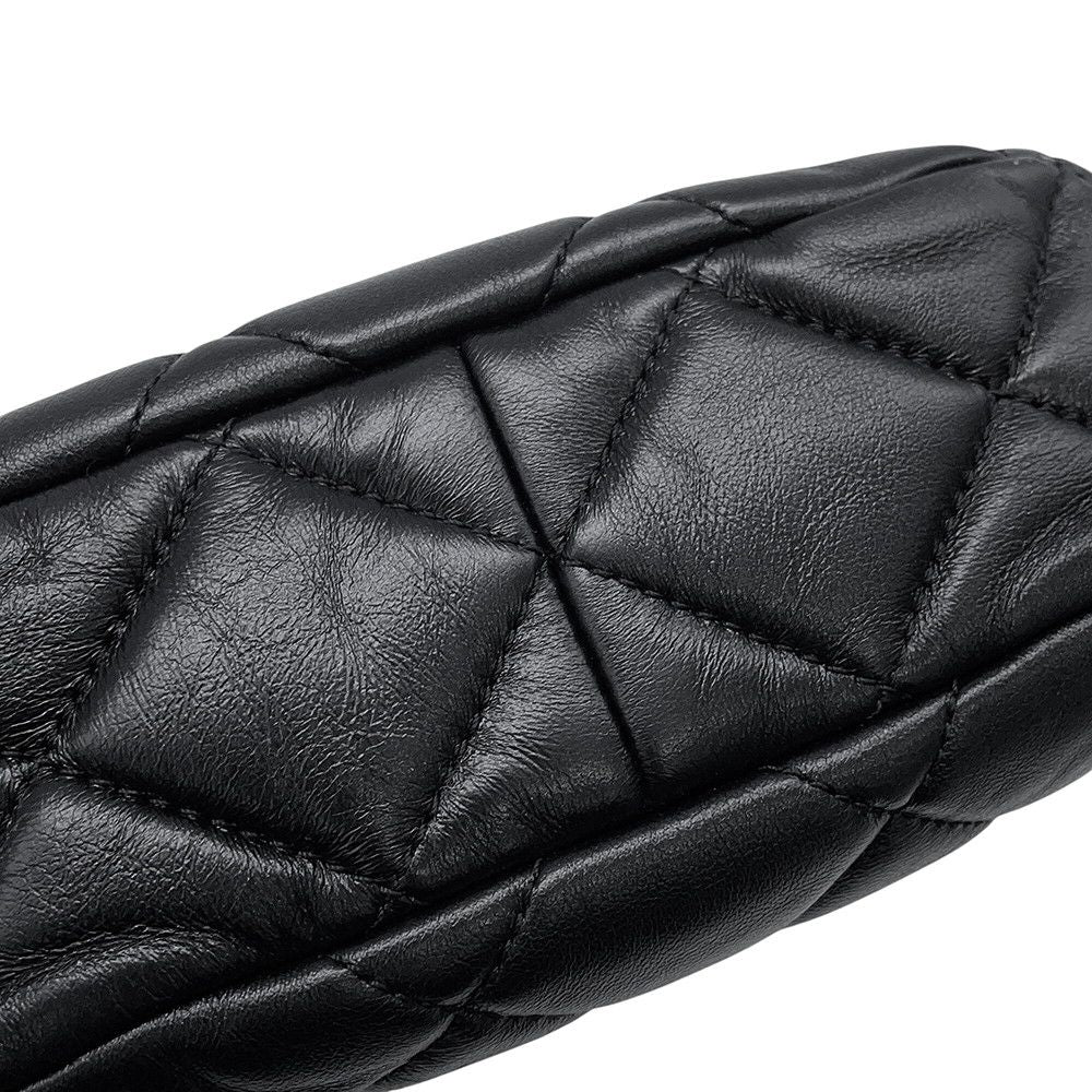 Chanel Chain Shoulder Bag Quilted CC Logo Lambskin 2-Way Black — view 8