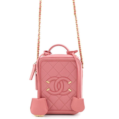 Chanel Chain Shoulder Bag CC Filigree Vanity Caviar Leather