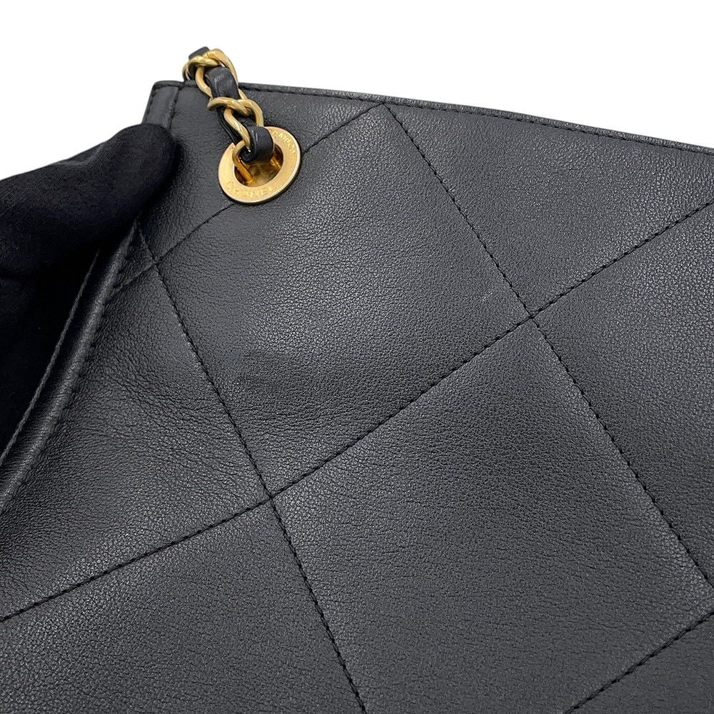 Chanel Chain Shoulder Bag Shopping Quilted CC Logo Lambskin Black — view 8
