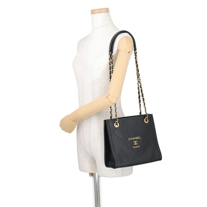 Chanel Chain Shoulder Bag Shopping Quilted CC Logo Lambskin Black — view 4