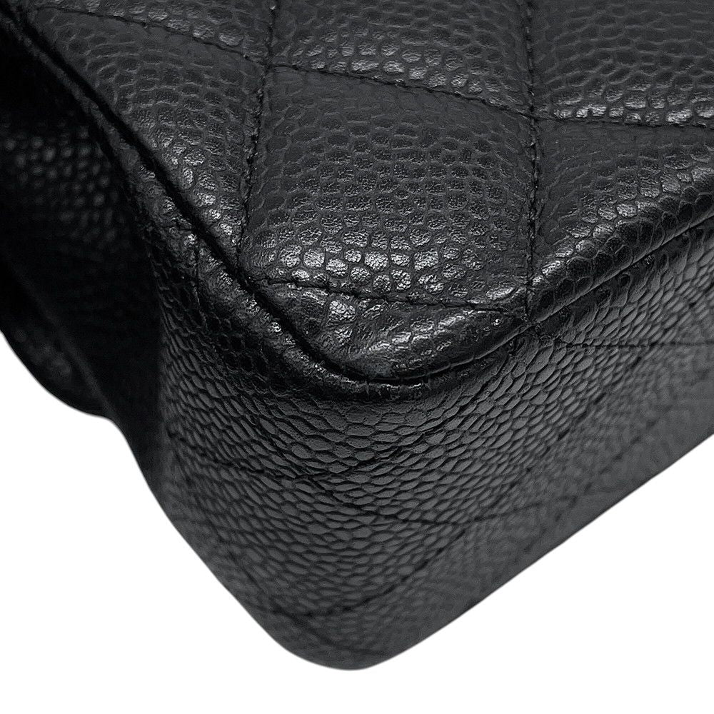 Chanel Chain Shoulder Bag Quilted 25 CC Logo Caviar Leather Double Black — view 8