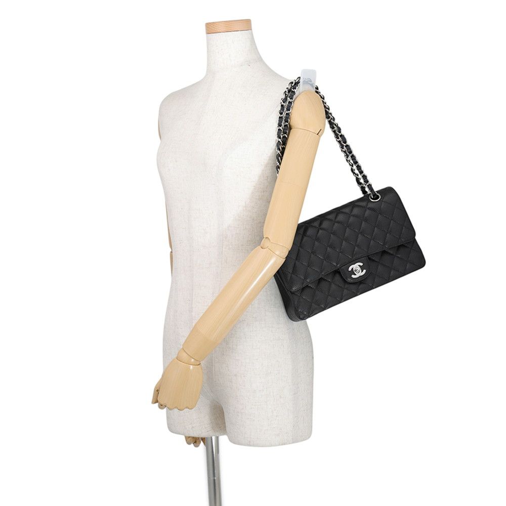 Chanel Chain Shoulder Bag Quilted 25 CC Logo Caviar Leather Double Black — view 4