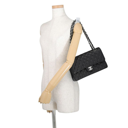 Chanel Chain Shoulder Bag Quilted 25 CC Logo Caviar Leather Double Black — view 4